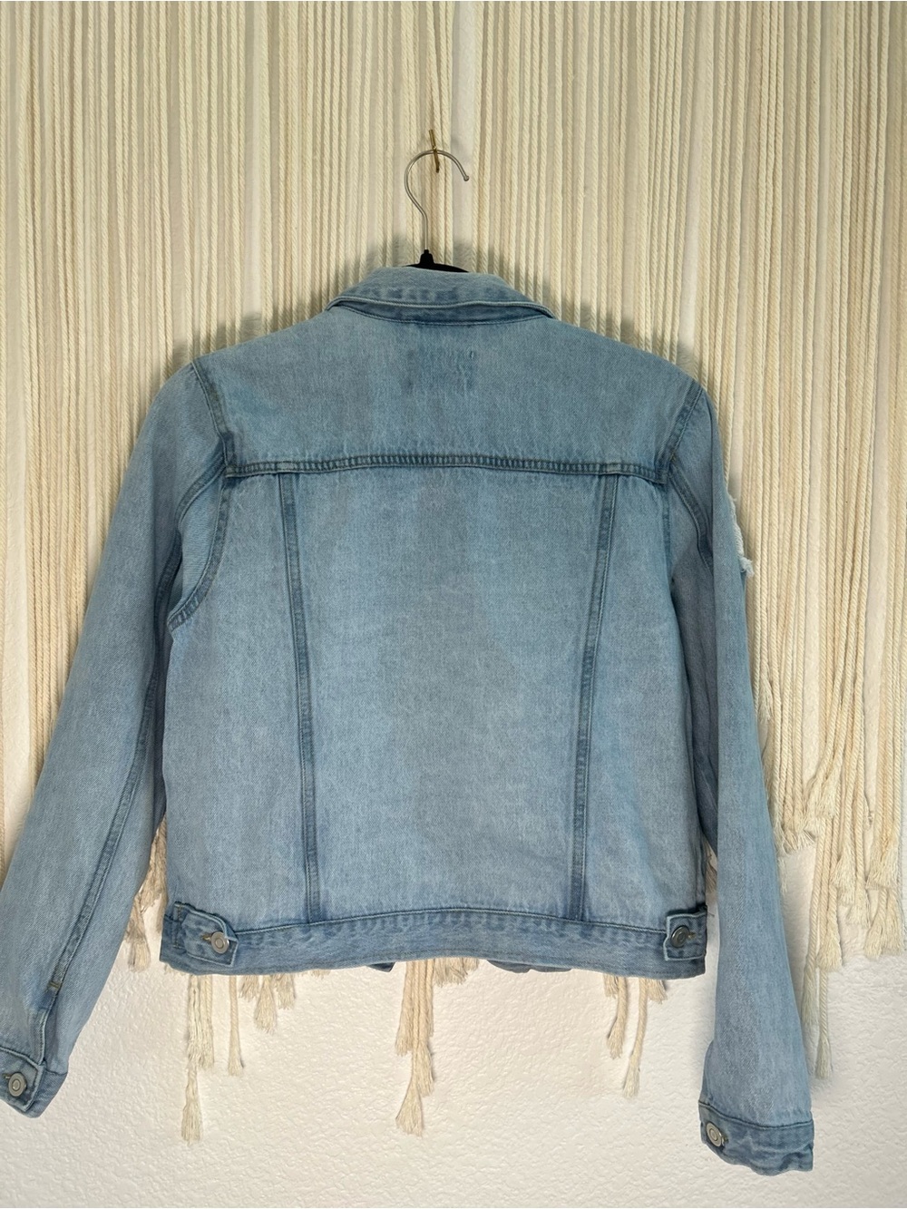 Love Tree Light Wash Distressed Denim Jacket - Picture 11 of 13